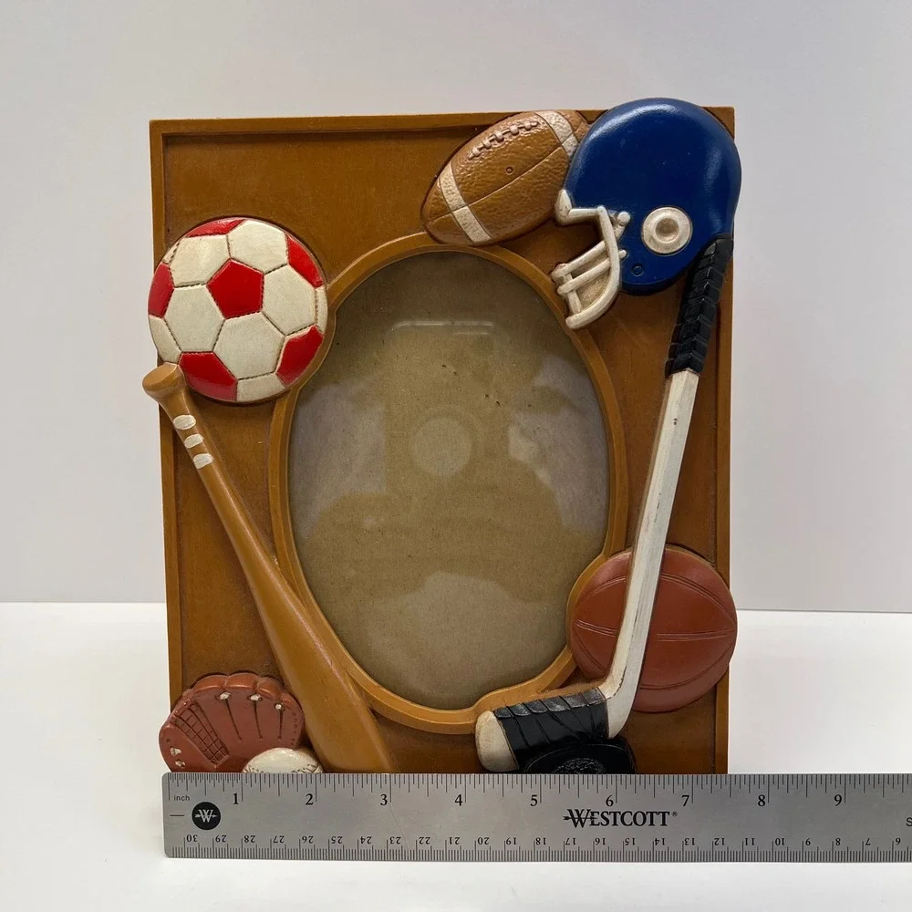 Sports 3D Picture Frame Kids Room Decor Wood Look‎ Fits a 5x7 photo Vintage